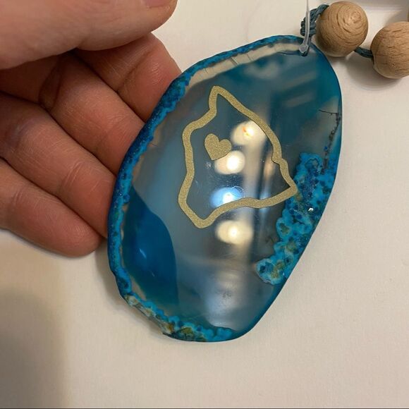 Blue Agate Slice Ornament Da Bead Shop Kainaliu, Hawaii - Picture 4 of 5